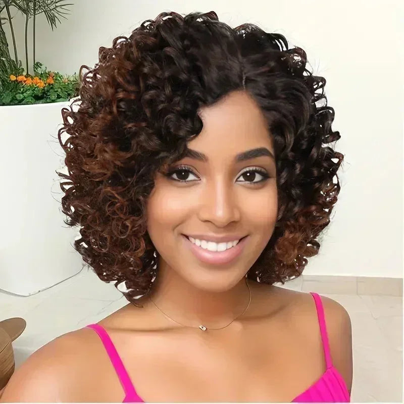 Short Curly Afro Bob Wig – Multi-Color Options