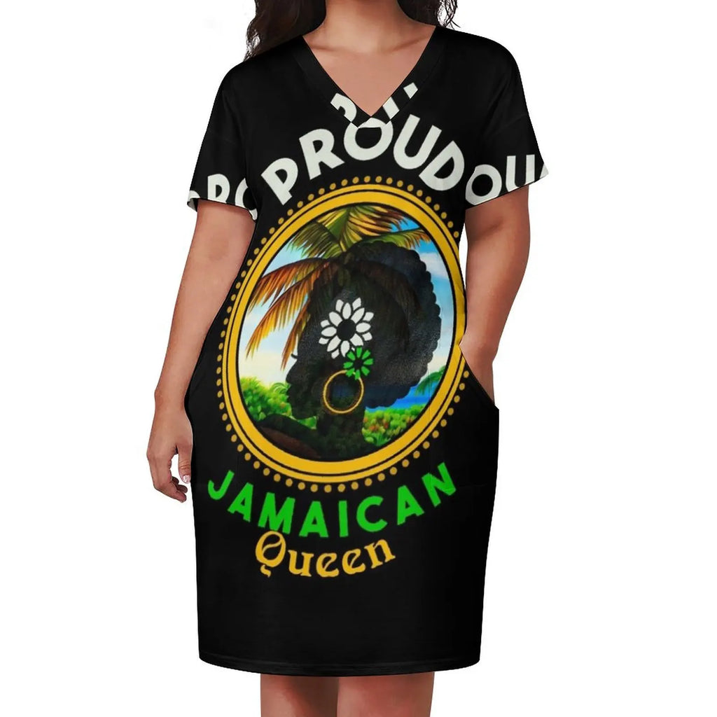Proud Jamaican Queen Loose Pocket Dress Summer women"s clothing summer dress Women"s summer skirt dresses ladies 2024
