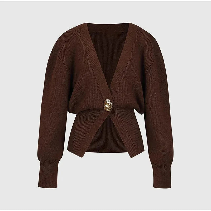 Cross-border European and American women's clothing AliExpress popular V-neck button-knitted cardigan