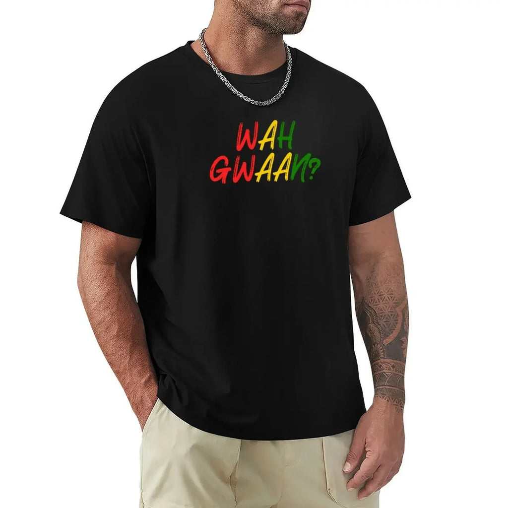 Wah Gwaan? Jamaican Greeting T-Shirt man clothes shirts graphic men clothing