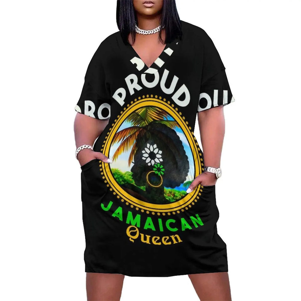 Proud Jamaican Queen Loose Pocket Dress Summer women"s clothing summer dress Women"s summer skirt dresses ladies 2024