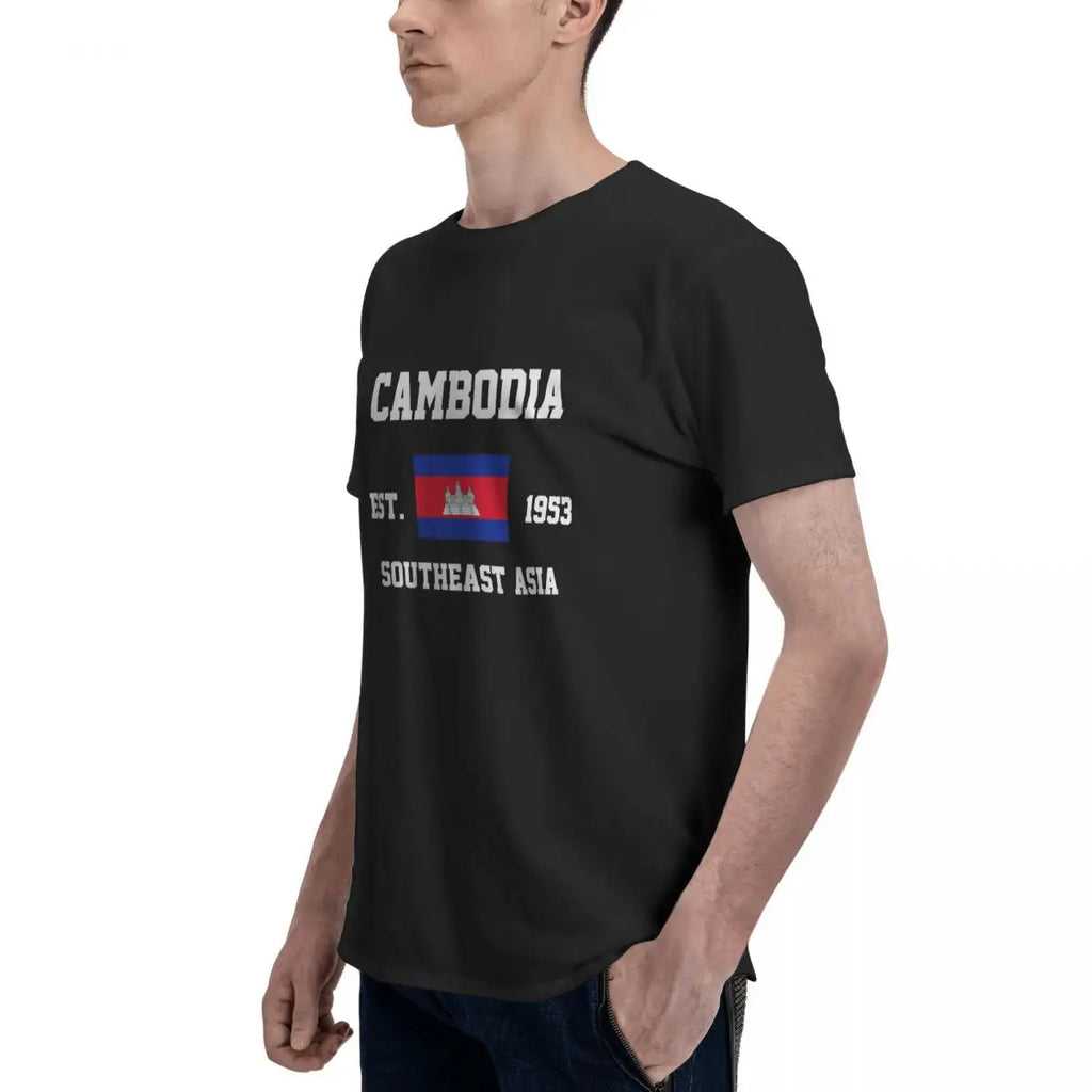 100% Cotton Cambodia Cambodian Flag t shirts Men Casual tshirts Women Clothing T-Shirts Tops Tees S-6XL Gift