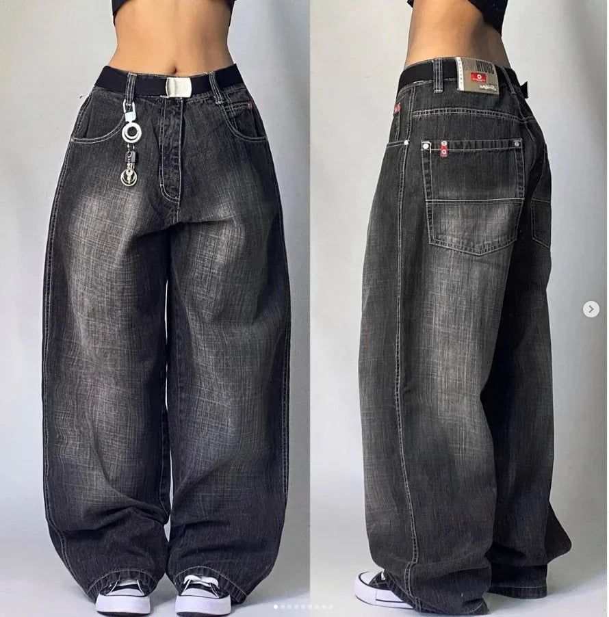 Streetwear Fashion Multi-pocket Washed Baggy Jeans Men And Women Y2K Hip-hop Harajuku Gothic High Waist Wide Trouser