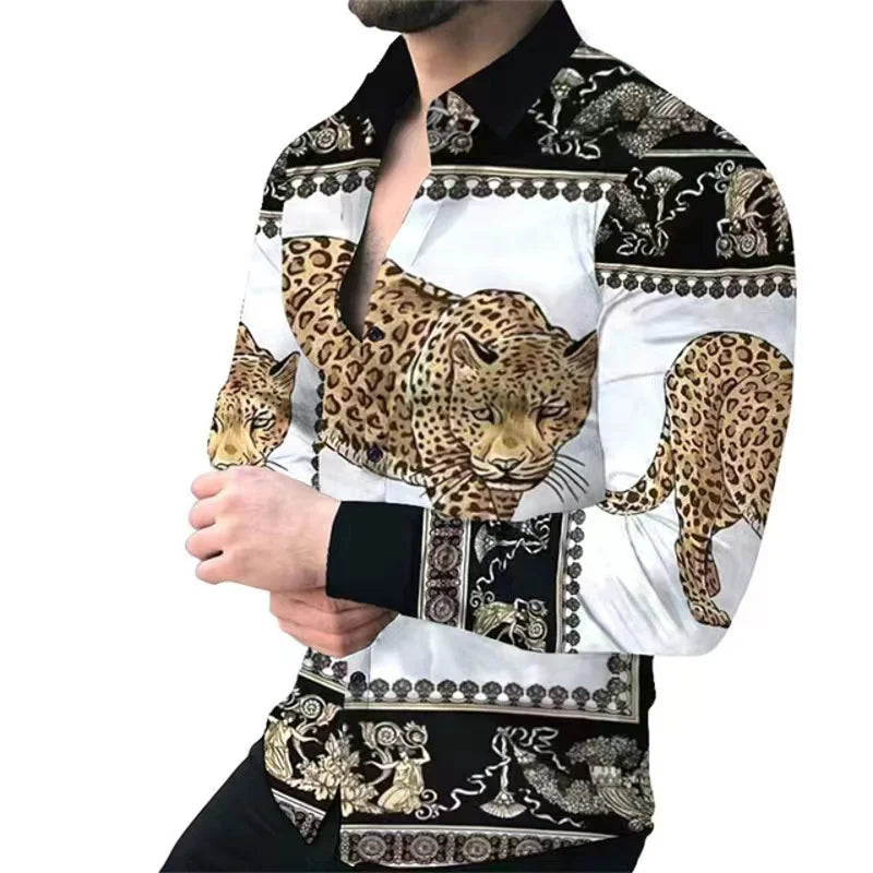 Fashion Retro Men's Shirt Casual Festival Outdoor Lapel Top T-Shirt Button Spring Summer 2023 Fashion New Plus Size