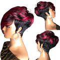Short Straight Synthetic Wig – Ombre Black & Auburn
