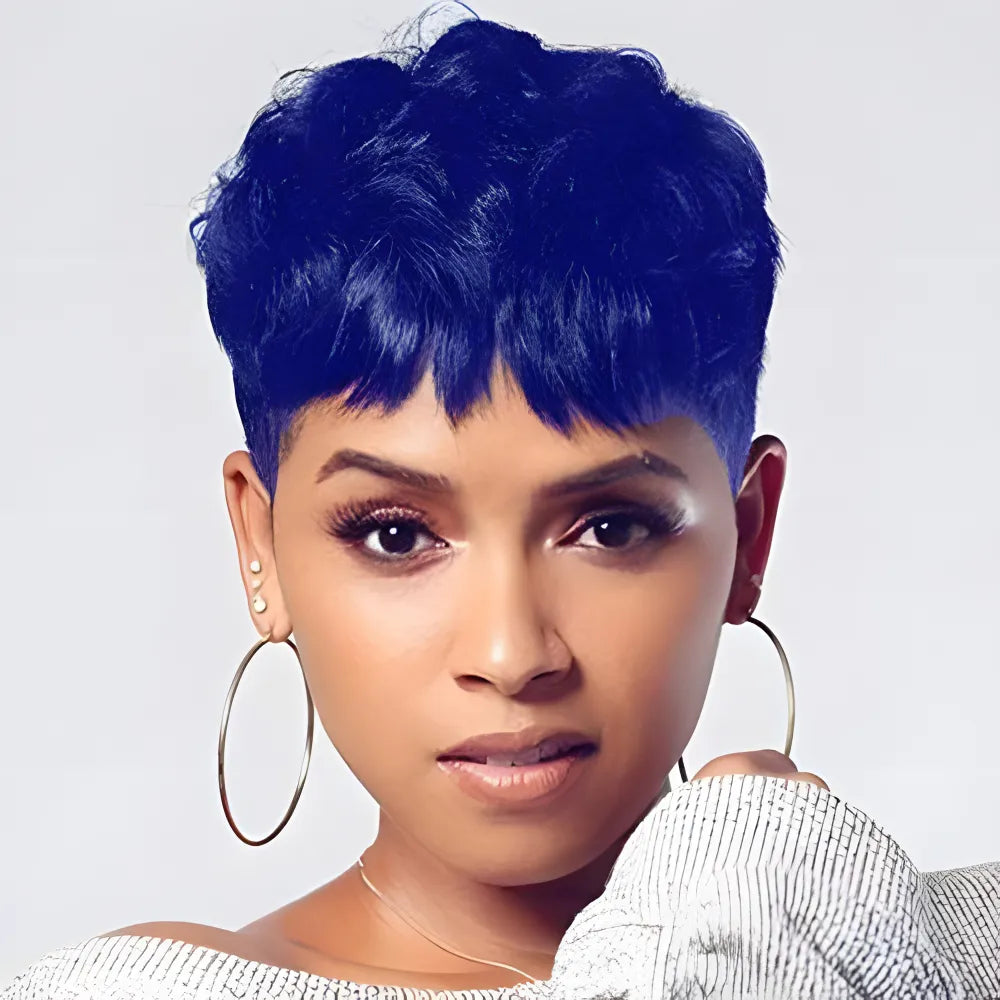 Natural Wavy Short Wig With Bangs - Multi-Color Options