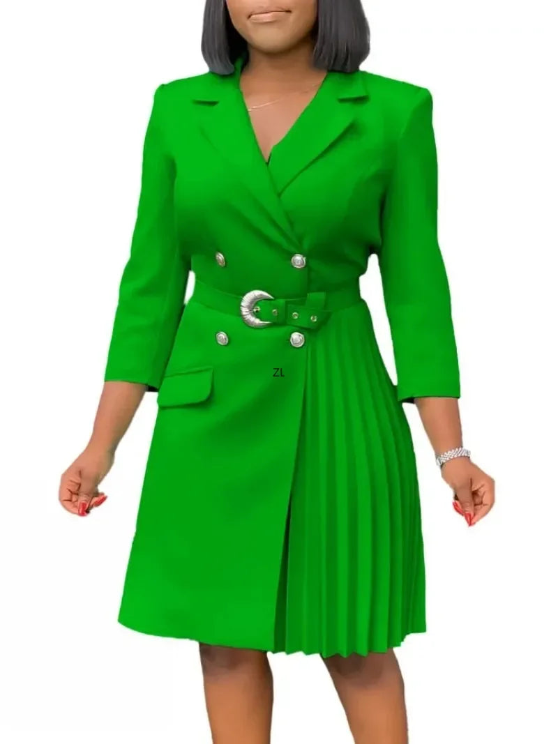 Elegant 3/4 Sleeve Midi Dress Casual Wear Party Office A-Line Dresses
