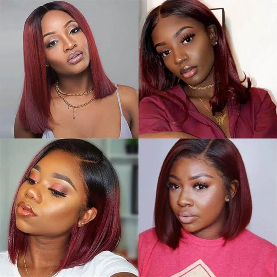 1b 99j Burgundy Human Hair Bundles Ombre Wine Red Bone Straight Human Hair 1/3 /4 Pcs Brazilian Virgin Hair Extensions