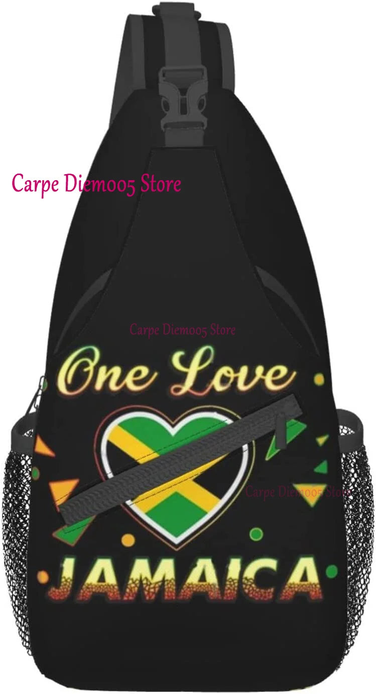Jamaica Flag Crossbody Backpack Sling Shoulder Bag for Men Women Durable Gym Bag For Cycling Traveling Hiking Daypack