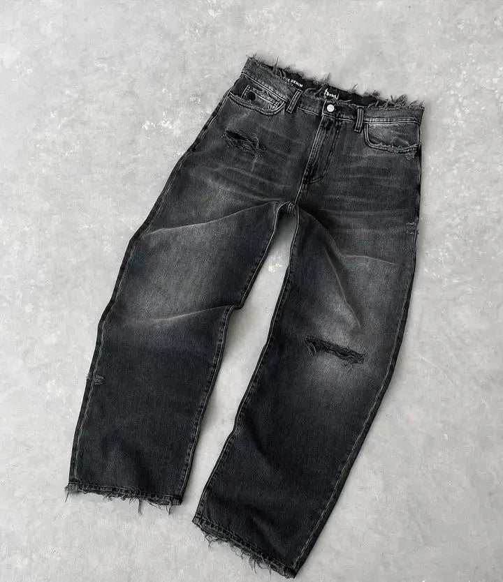 Baggy Jeans Men Y2k Hip Hop Retro Oversized Embroidery Pants Harajuku Gothic Wide Leg Streetwear