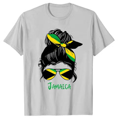 Clothing Casual T-shirts Jamaican Flag Jamaica Souvenir Love Travel Vacation Tee Tops Round Neck Short-Sleeve Fashion Tshirt
