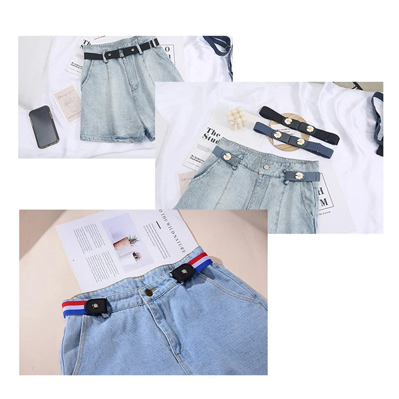Buckle-Free Waist Belt, No Buckle Stretch Elastic Waist Belt For Women/Men