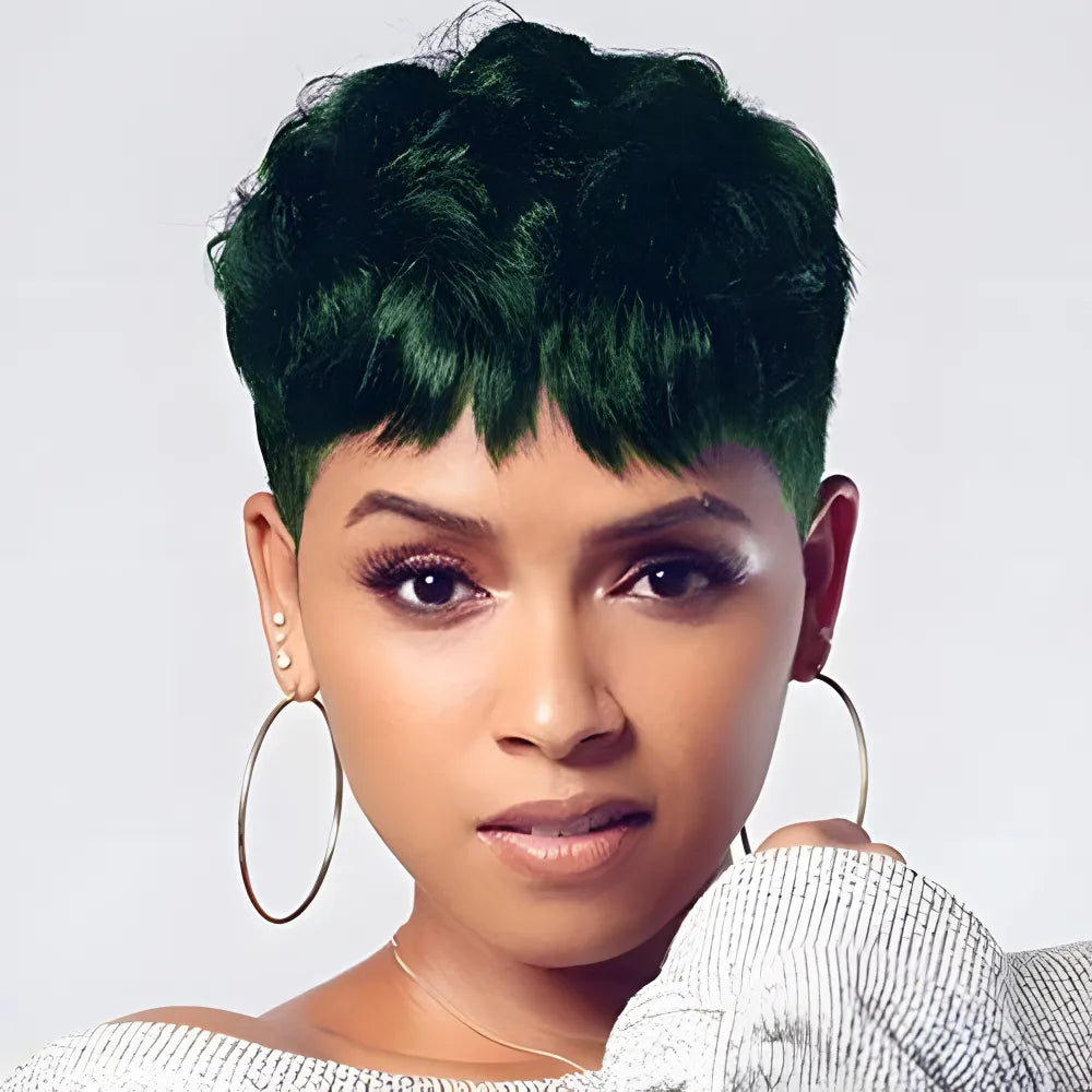 Natural Wavy Short Wig With Bangs - Multi-Color Options