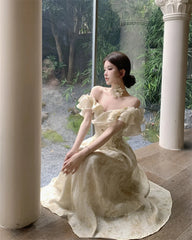 French Vintage White Strapless Midi Dresses for Women Summer New Elegant Party Slim Evening Wear