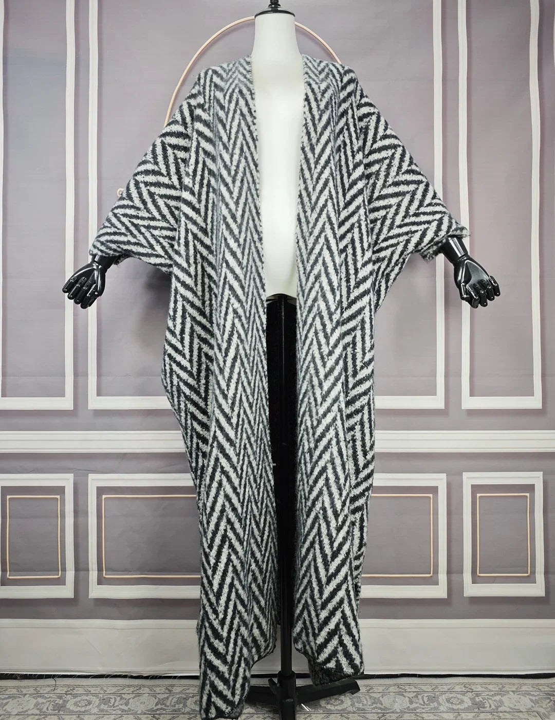 New Winter African Lady Kimonos Luxury Loose Thick Long Cardigans European Female Fashion Printed Outfits Jacket Clothes