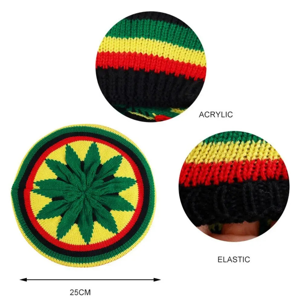 Classic Jamaican Reggae Loose Knitted Beanie Warm Soft Beret Cap Wool Knitted Hip Hop Hats
