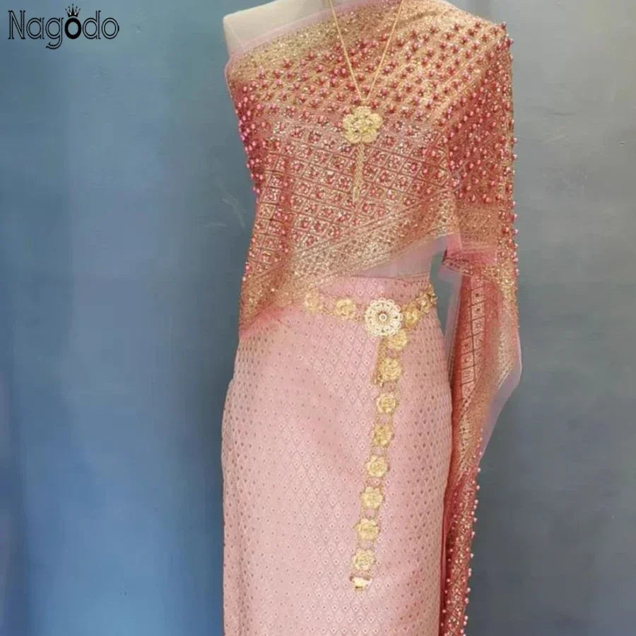 Thailand Summner One Shoulder Dai Red Starlight Asian Traditional Dresses