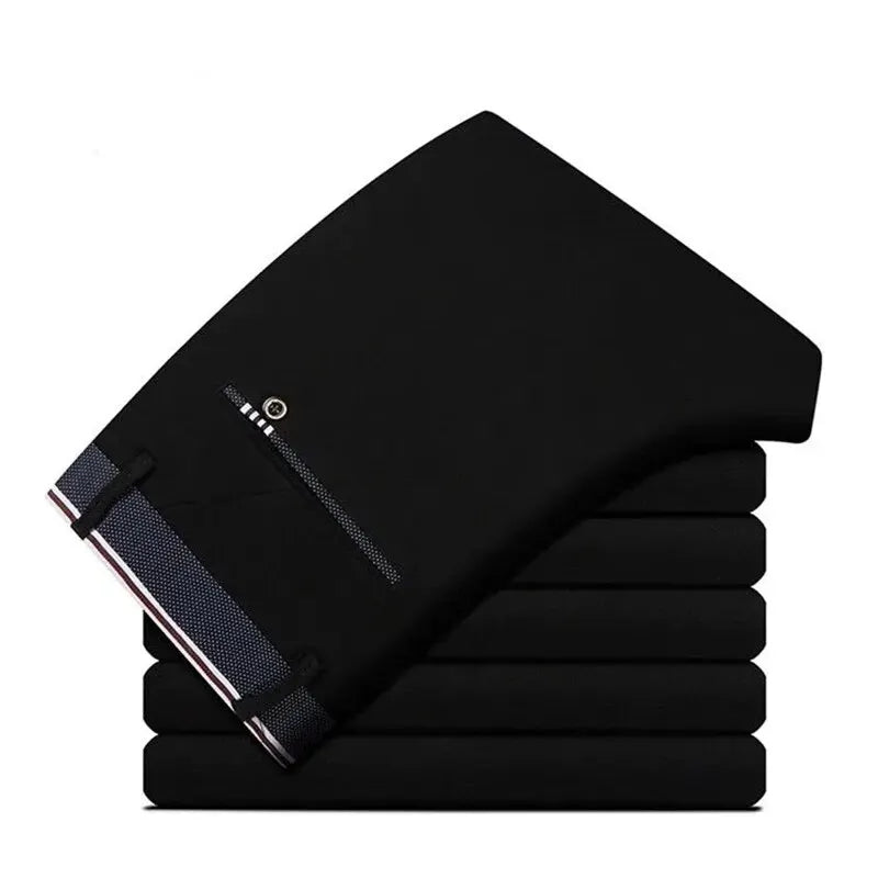 Men's Elastic Straight Pants Business Casual Formal