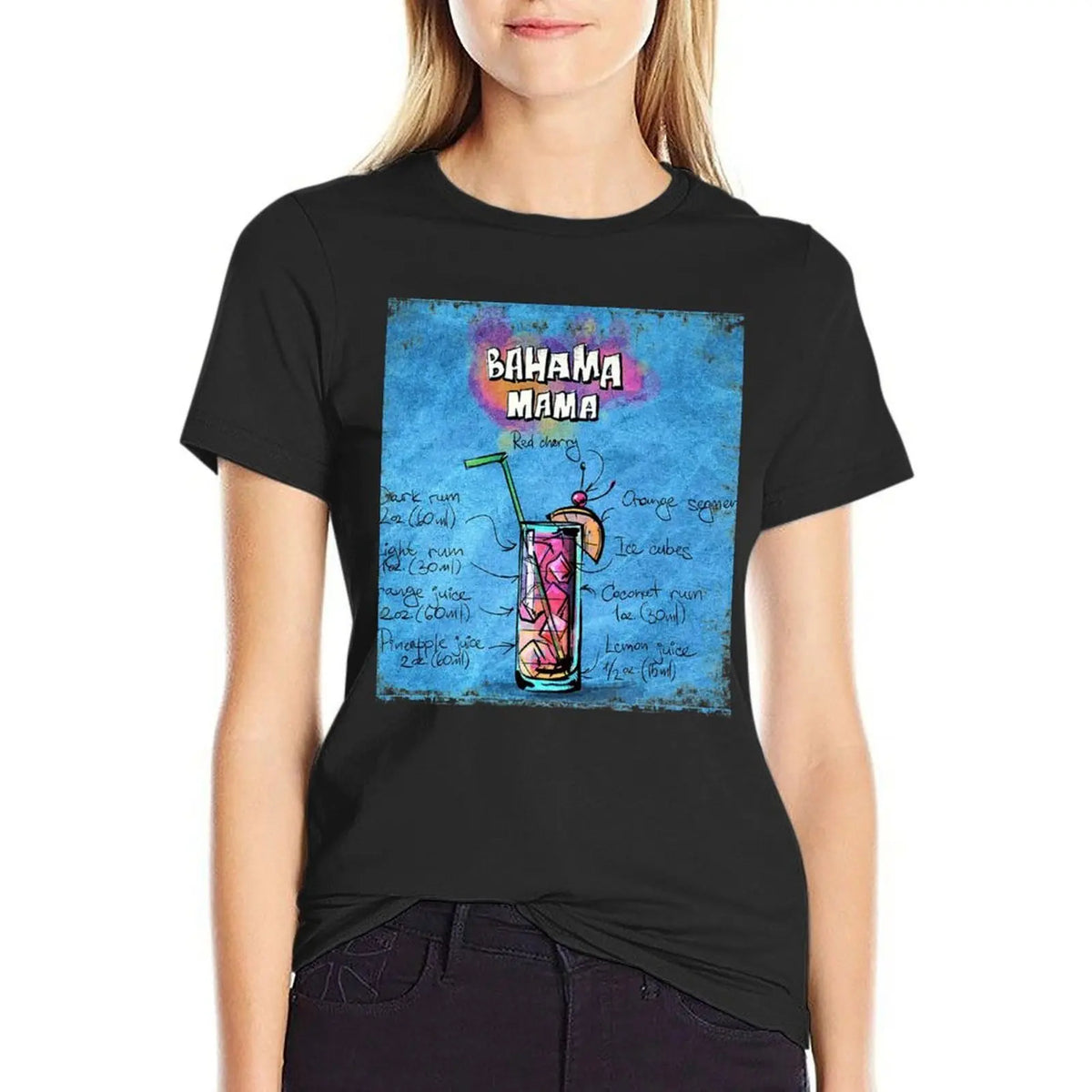 Bahama Mama Cocktail Recipe T-Shirt Aesthetic clothing plus size tops tees female fashion woman blouse 2024