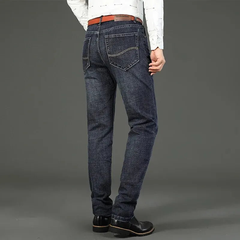 Wthinlee Men's New Business Casual Straight Stretch Jeans Fashion Classic Denim Male Brand