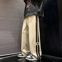 American Vintage Side Striped Pants Corduroy Men Casual High Street Harem Trousers Y2K Joggers Baggy Straight Sweatpants