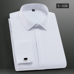 Men's French cuffs dress shirt long sleeve fit elegant gentleman romantic wedding party business fashion white shirts