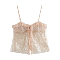 New Women's Clothing European and American Style Fashion Simple and Versatile Casual Sequined Suspender Top
