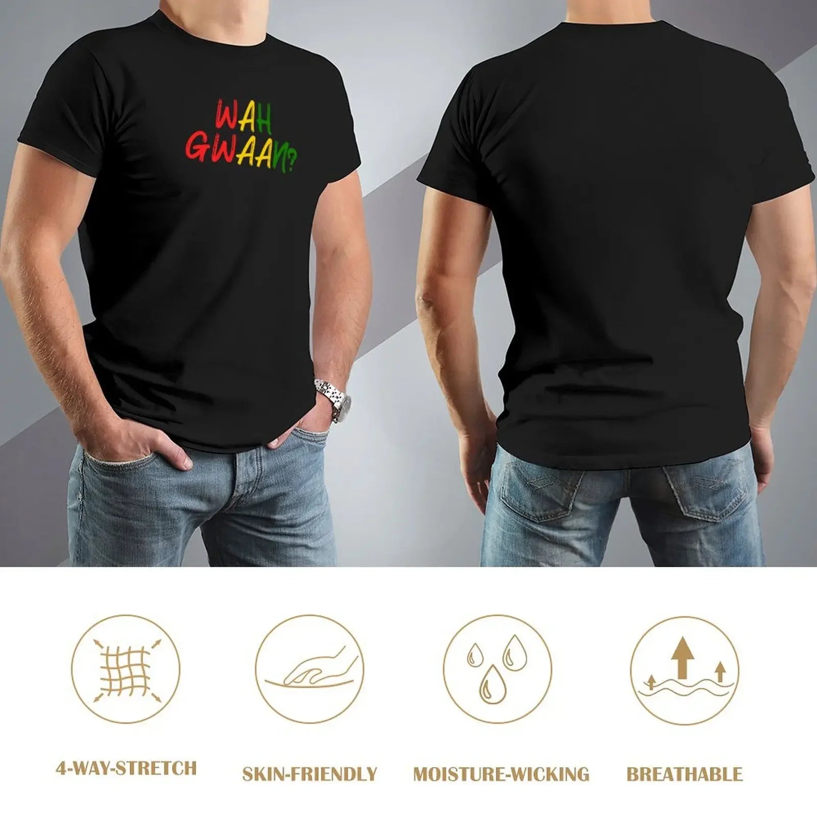 Wah Gwaan? Jamaican Greeting T-Shirt man clothes shirts graphic men clothing