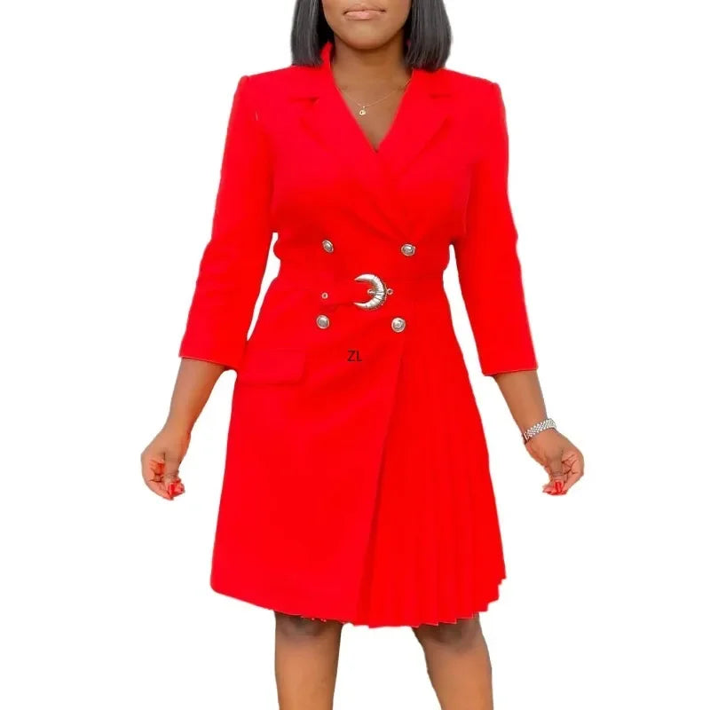 Elegant 3/4 Sleeve Midi Dress Casual Wear Party Office A-Line Dresses
