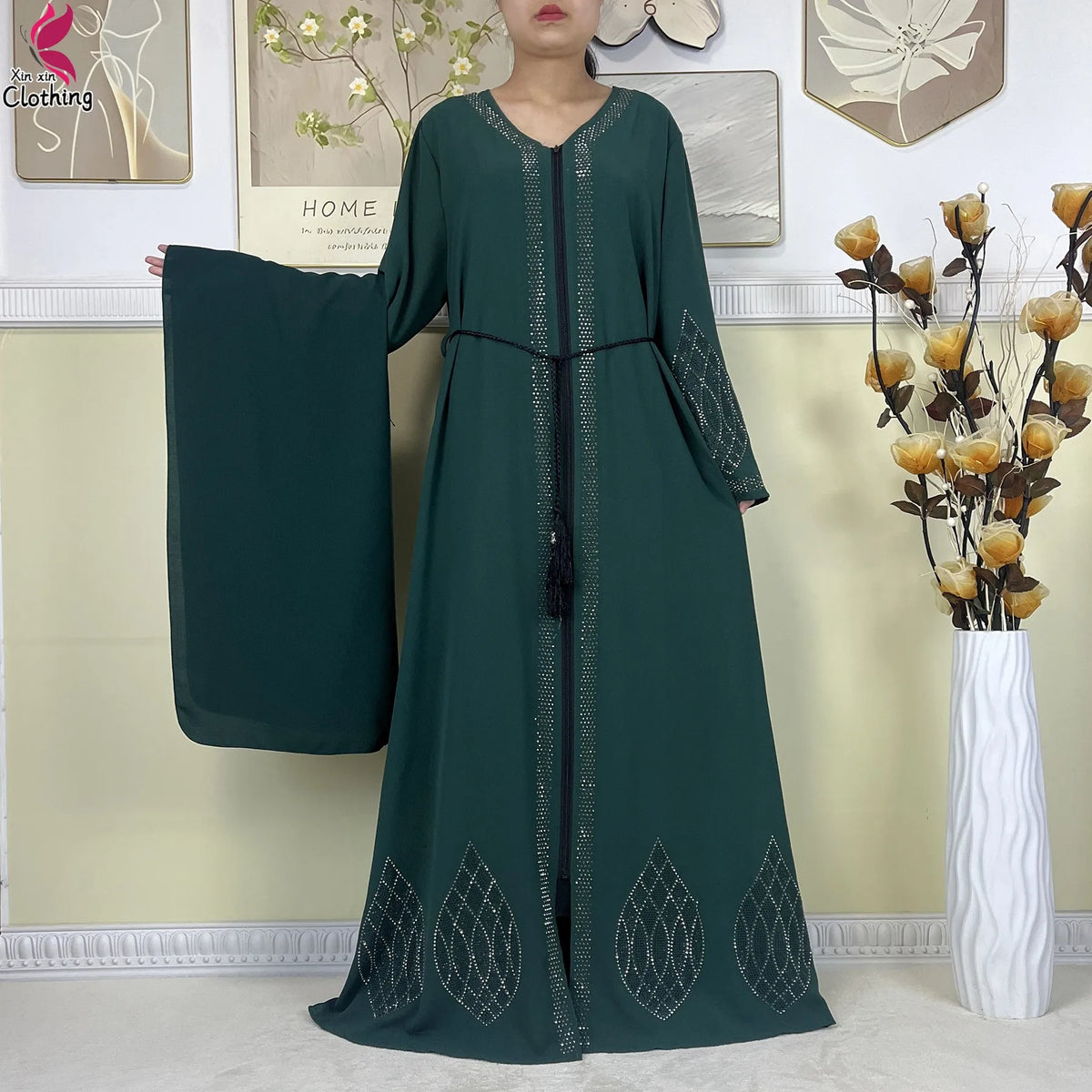 New Muslim Abayas For Dubai Lady Elegant Long Dress Islam Clothing African Abaya Loose Robe With Turban