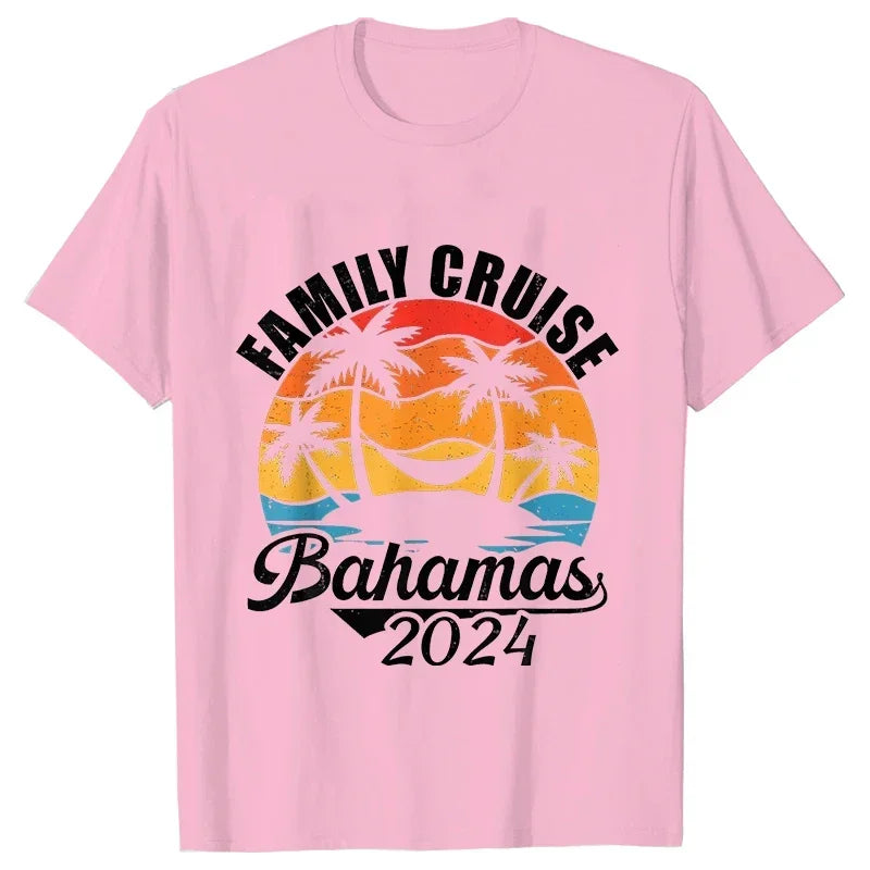 Bahamas Vacation Party Tees Shirt Graphic Y2k Tops Family Cruise 2024 Summer Matching T-Shirt Summer Trip Ship  Unisex Clothing