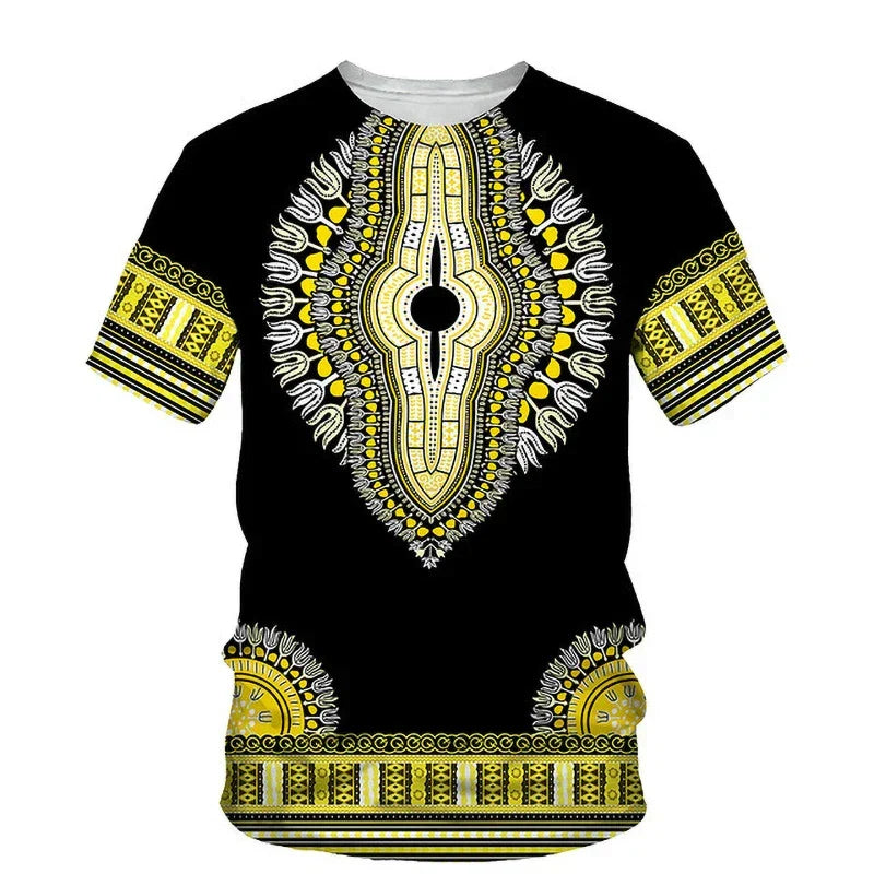 Summer Fashion Dashiki Men Casual Wear in vibrant colors, perfect for summer outings.