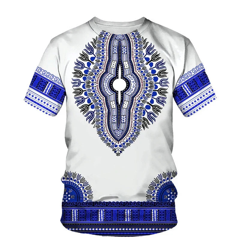 Summer Fashion Dashiki Men Casual Wear in vibrant colors, perfect for summer outings.