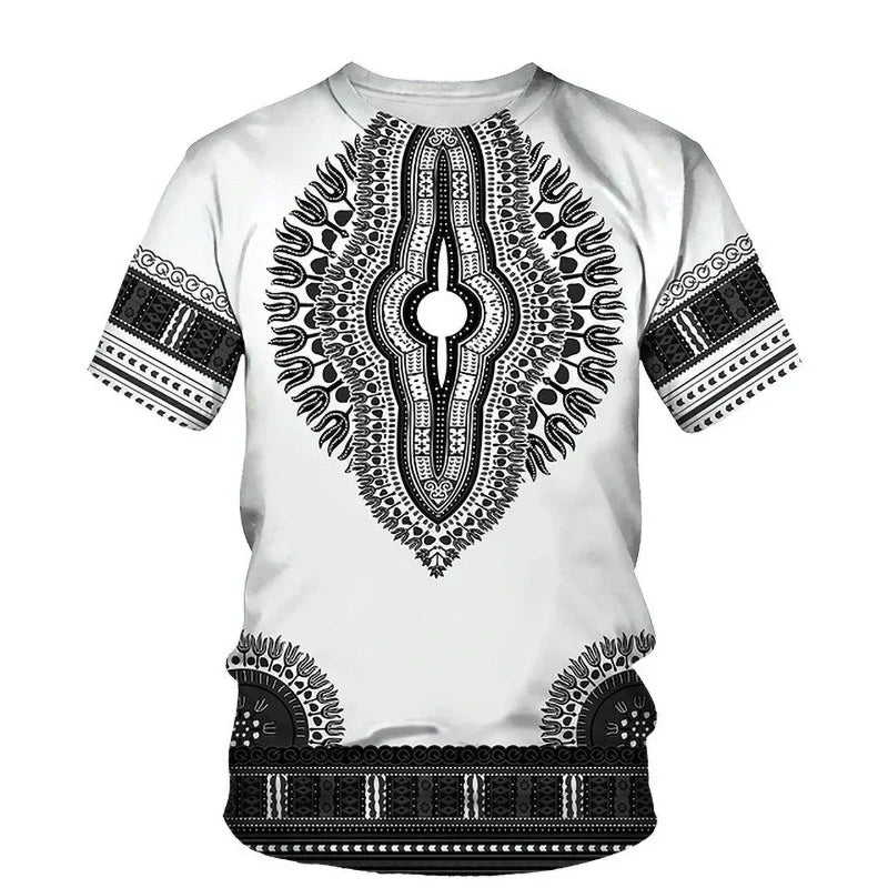 Summer Fashion Dashiki Men Casual Wear in vibrant colors, perfect for summer outings.