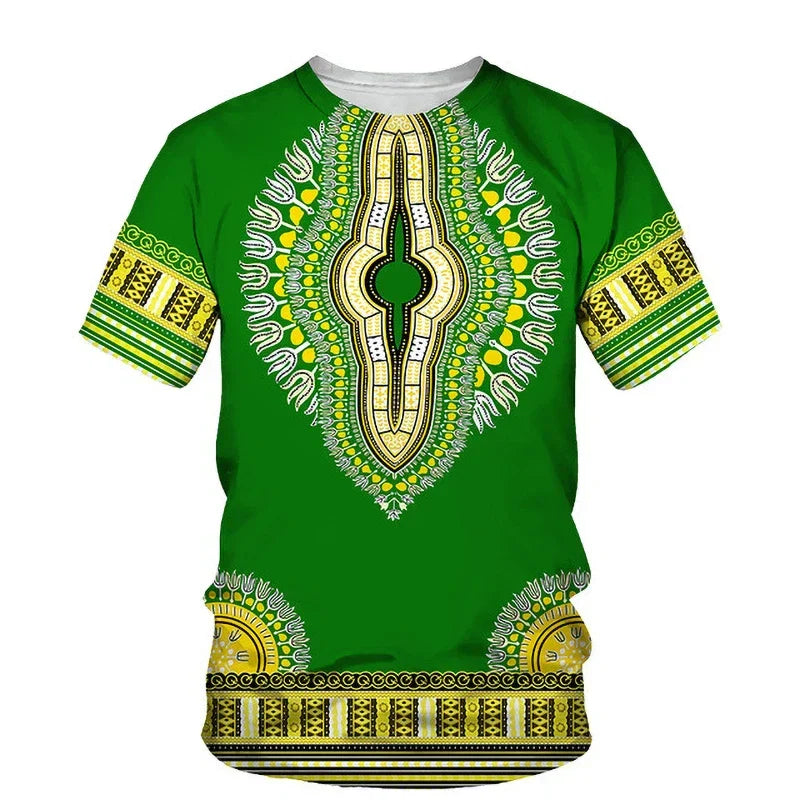 Summer Fashion Dashiki Men Casual Wear in vibrant colors, perfect for summer outings.