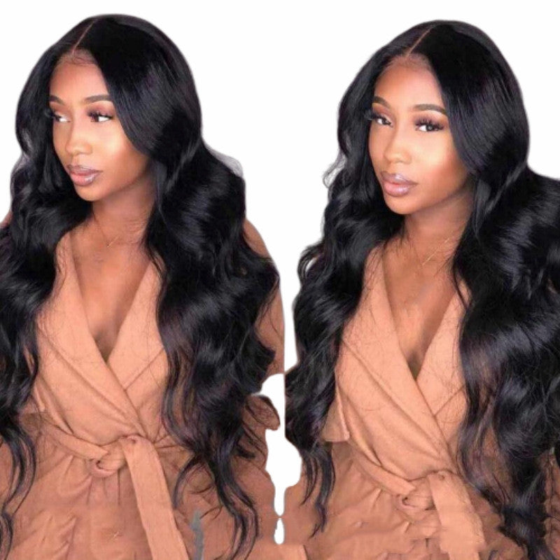 Medium Long Curly Wave Wig – Black, Dark Brown & Light Brown Synthetic