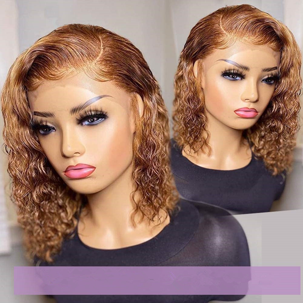 Short Curly Honey Blonde Bob Wig – Lace Front Human Hair