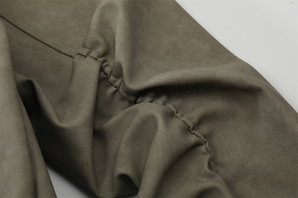 American Retro Motorcycle Clothing Leather Coat