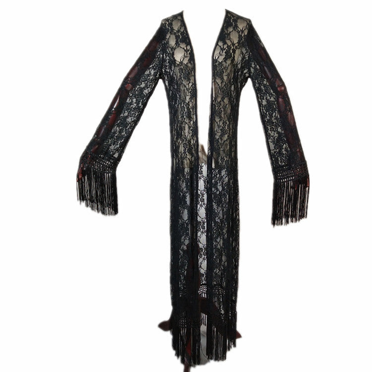 European And American Tassel Long Women's Clothing Cardigan