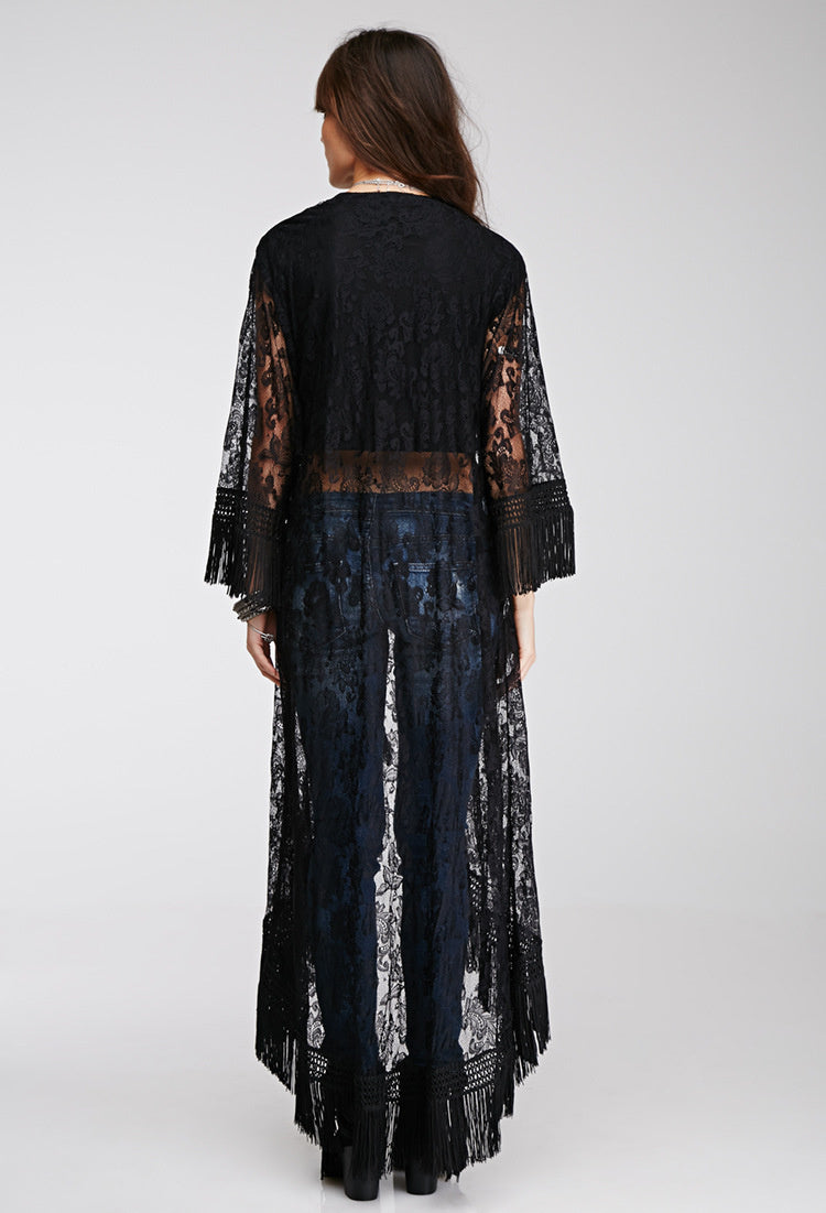 European And American Tassel Long Women's Clothing Cardigan