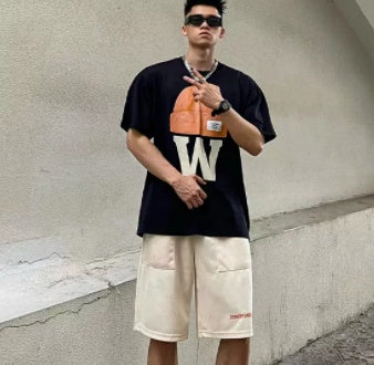 Shorts Men's China-Chic Hip Hop Drawstring Sports Straight Crops