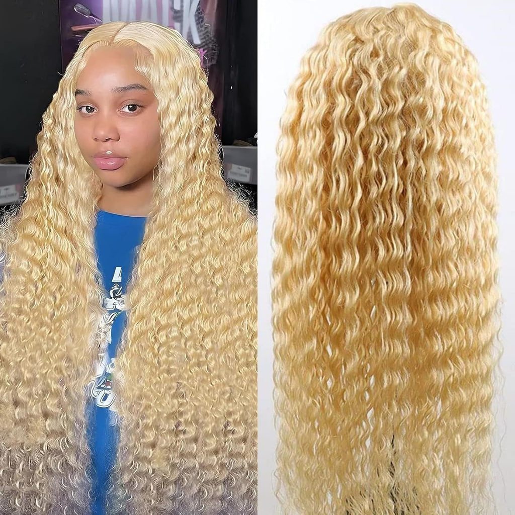 Medium Length Curly Lace Front Wig – Gold Synthetic