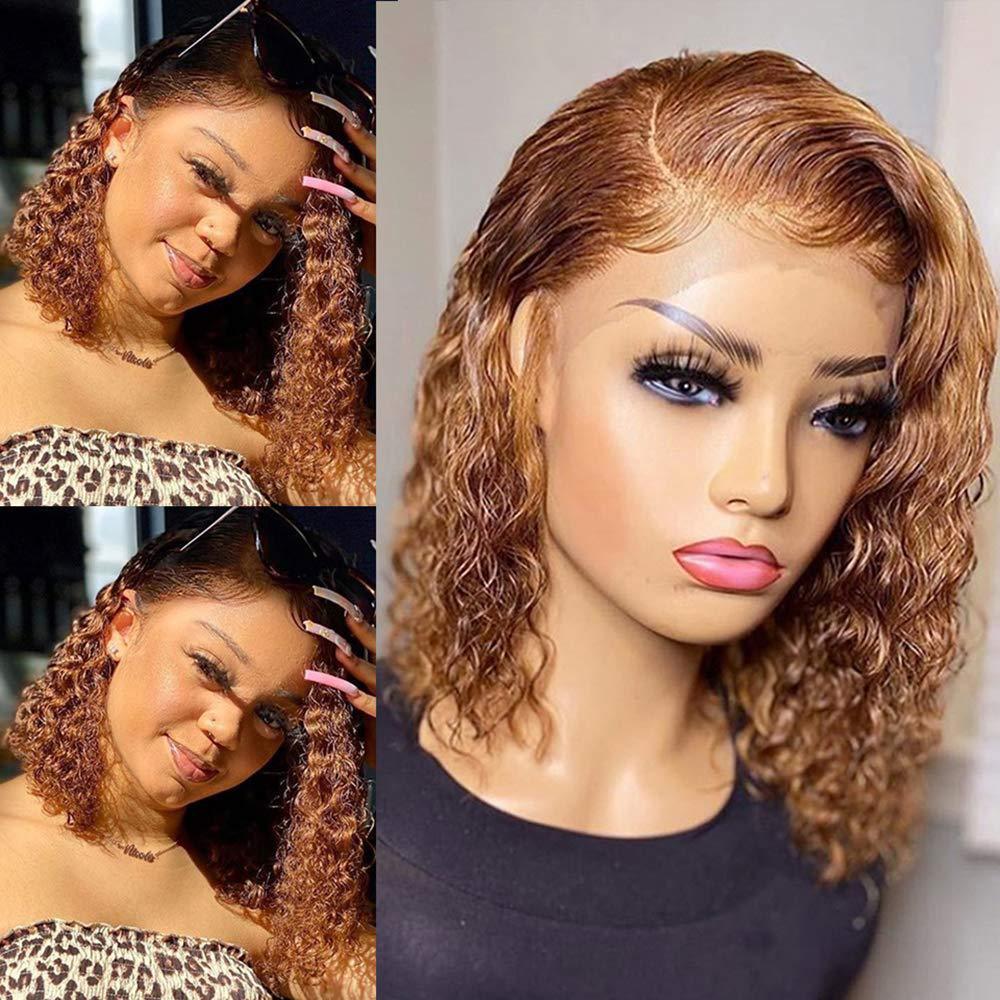 Short Curly Honey Blonde Bob Wig – Lace Front Human Hair