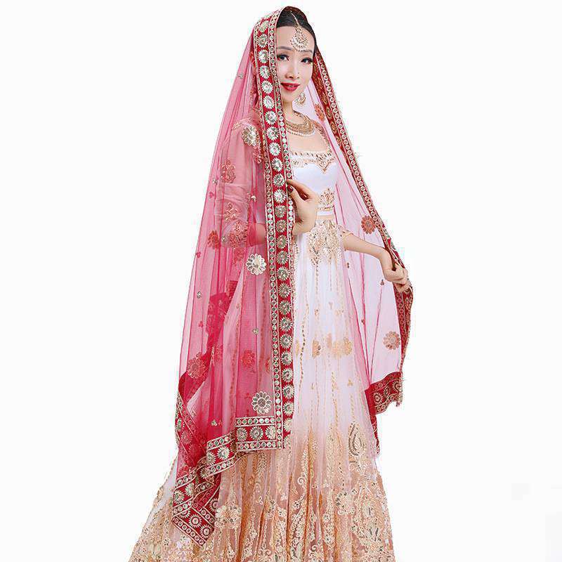 Yiman Indian Sari Scarf Mesh Embroidery Georgette Dubada Exotic Style