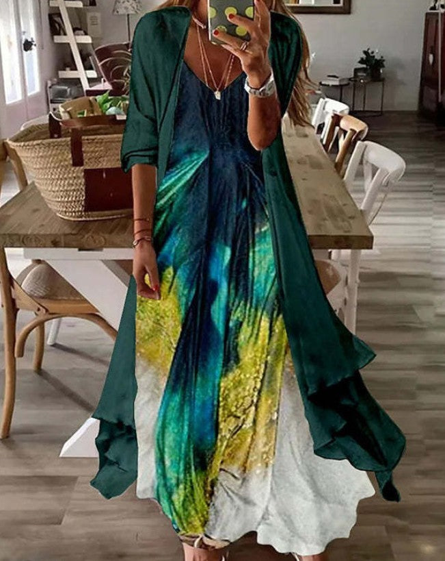 Cross-border Women's Print Holiday Strap Dress Indian Style