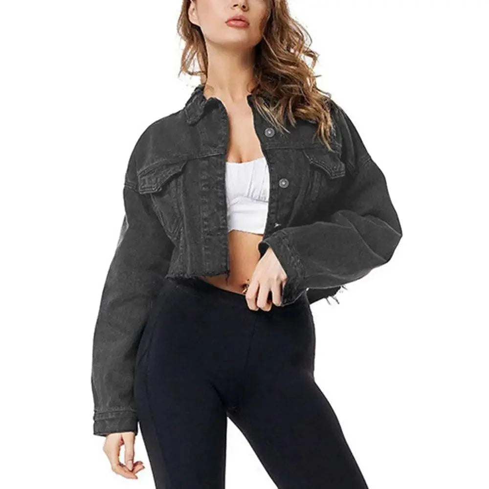 New Incredible Women Sexy Ripped Denim Vintage Casual Short Jean Jacket Puff Sleeve Streetwear