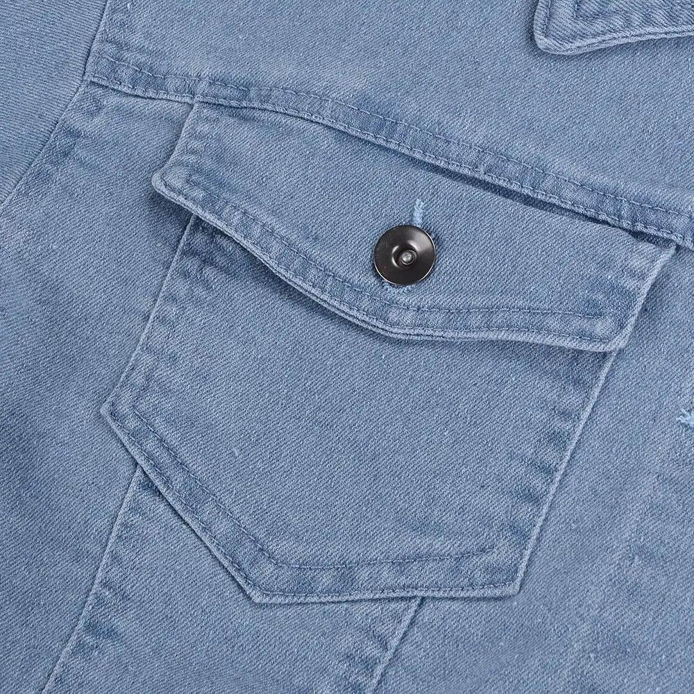 New Incredible Women Sexy Ripped Denim Vintage Casual Short Jean Jacket Puff Sleeve Streetwear