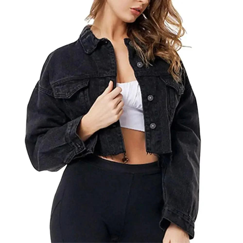 New Incredible Women Sexy Ripped Denim Vintage Casual Short Jean Jacket Puff Sleeve Streetwear