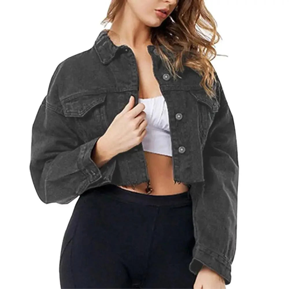 New Incredible Women Sexy Ripped Denim Vintage Casual Short Jean Jacket Puff Sleeve Streetwear