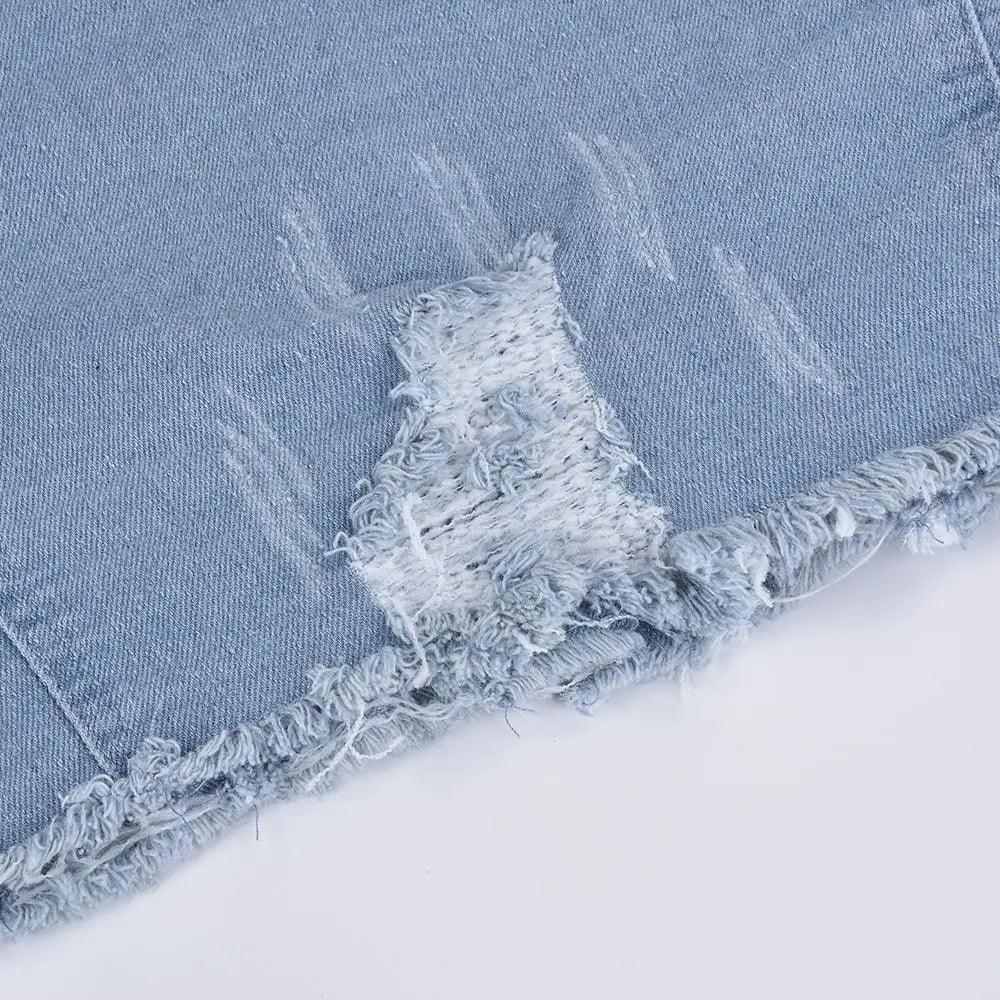 New Incredible Women Sexy Ripped Denim Vintage Casual Short Jean Jacket Puff Sleeve Streetwear